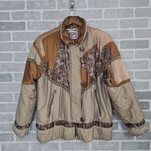 Vintage Otello Pelle Coat Women's Medium Multicolor Patchwork Full Zip 80s‎ 90s